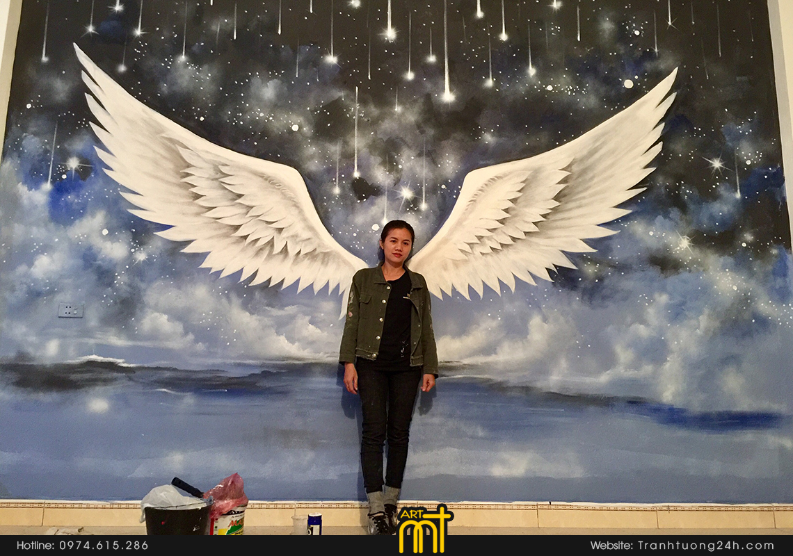 tranh cafe cánh thiên thần