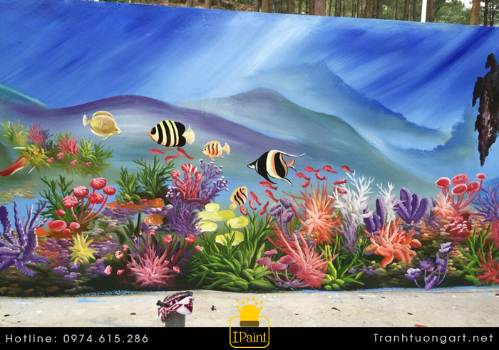 chỉ cần 1 bức tranh tường vẽ cảnh đại dương như vậy đúng đủ để căn phòng của bé yêu trở nên sinh động (tranhtuong24h.com)