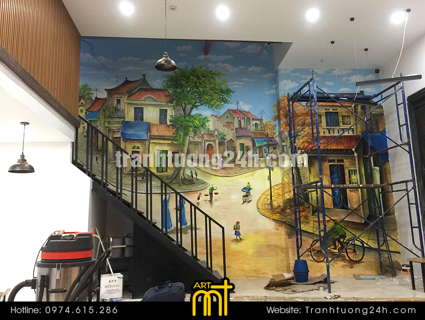 vẽ tranh tường quán cafe, nhà hàng