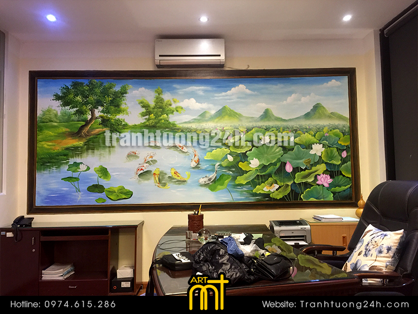 Vẽ tranh tường 3 chiều giá thấp tại Hà Nội Thủ Đô uy tín 1544320923_tranh-sen-ca