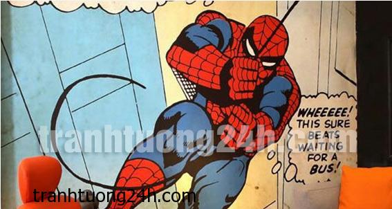 Mẫu tranh tường spider man cho phòng bé trai