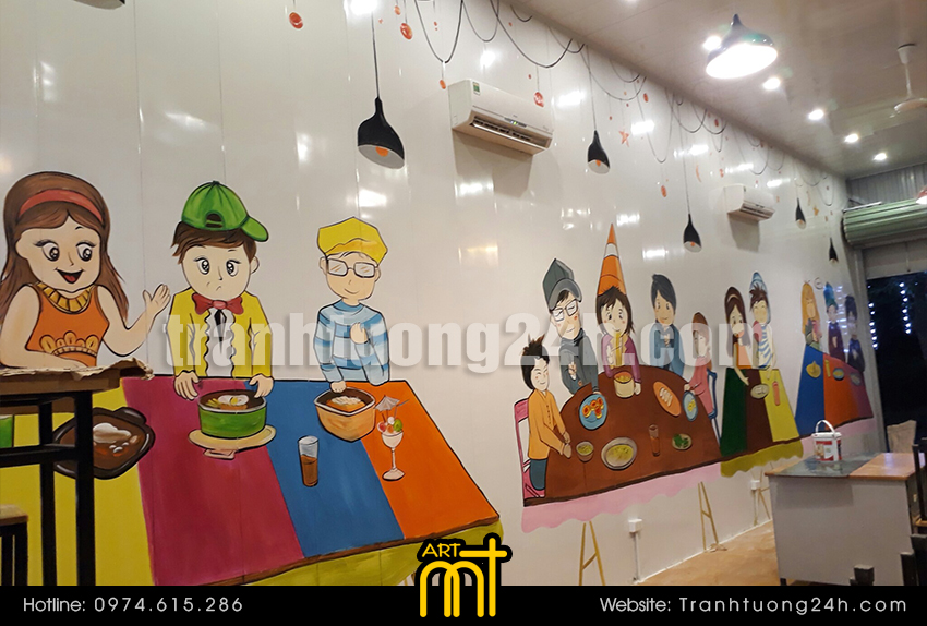 Vẽ tranh tường nhà hàng ăn nhanh hàn quốc K-Food