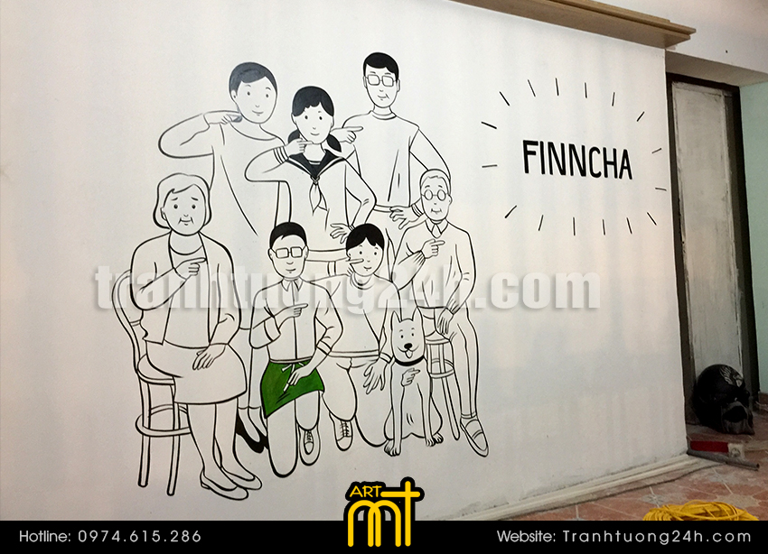 Vẽ tranh tường quán trà sữa Finncha