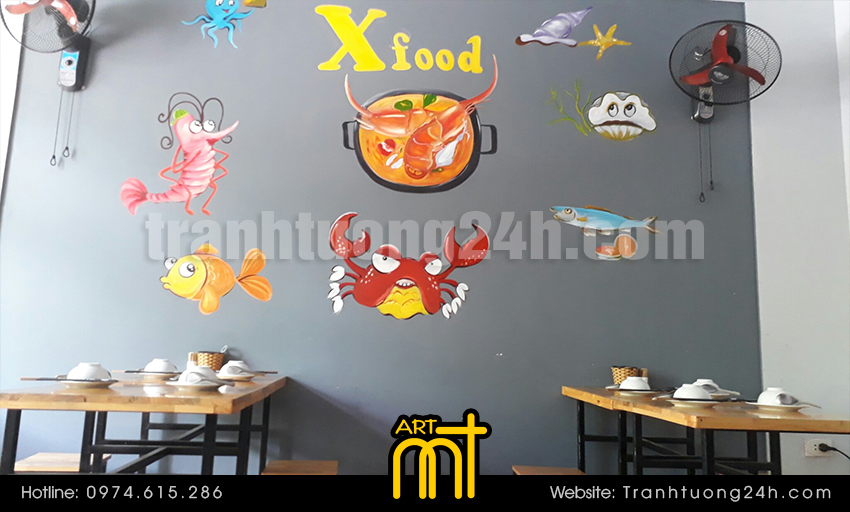 vẽ tranh tường nhà hàng